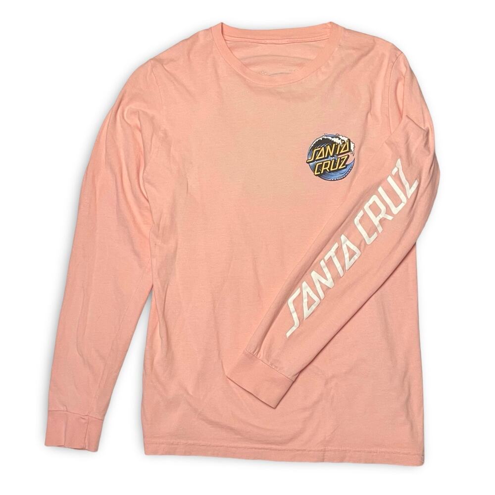 Santa Cruz Wave Dot long sleeve tee pastel pink cotton, mens small